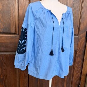 J. Crew Blue Boho Blouse